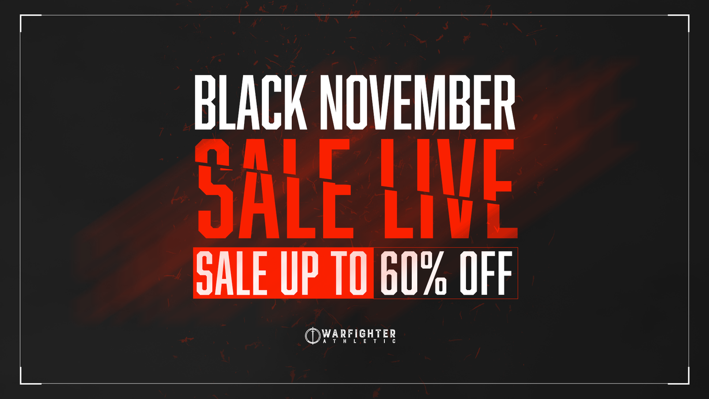 Black November sale promotion with red and white text on a dark background